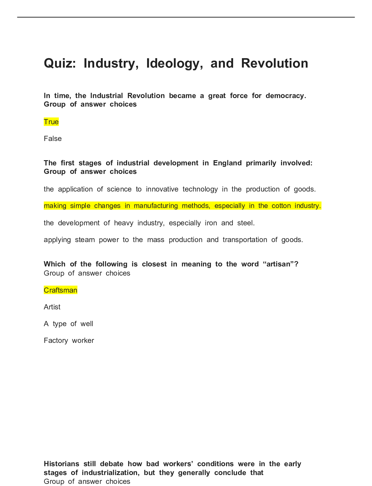 Preview image for Quiz: Industry, Ideology, and Revolution